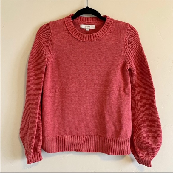 LOFT coral textures balloon sleeve sweater (s) - Picture 3 of 9